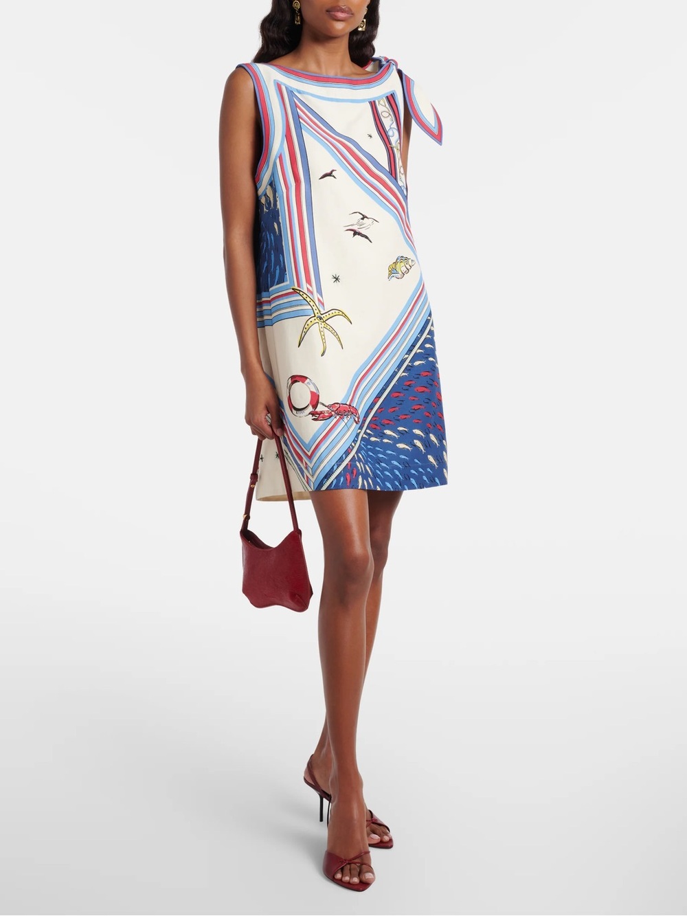 NEW: Alemais Apollo bow-detail printed minidress - US 4